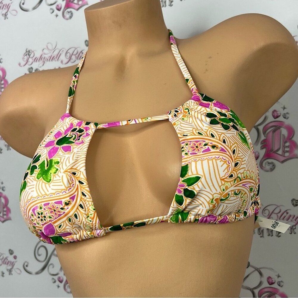 Aerie bikini top cut out front sexy boho new Multicolor Cutout Bikini Top